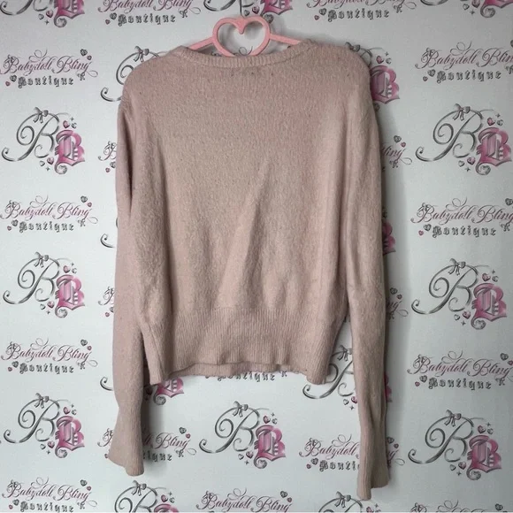 Bebe sweater furry fuzzy pink bling crystal rhinestone Swarovski - Picture 2 of 6